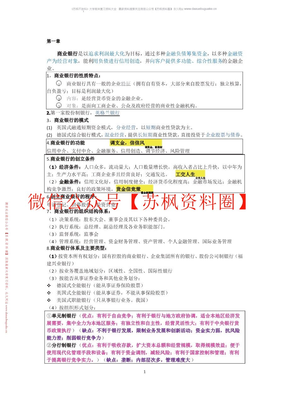 商业银行业务与经营